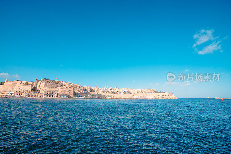 瓦莱塔海滨，Fort Ricasoli，下和上barrakka花园在大港口在马耳他